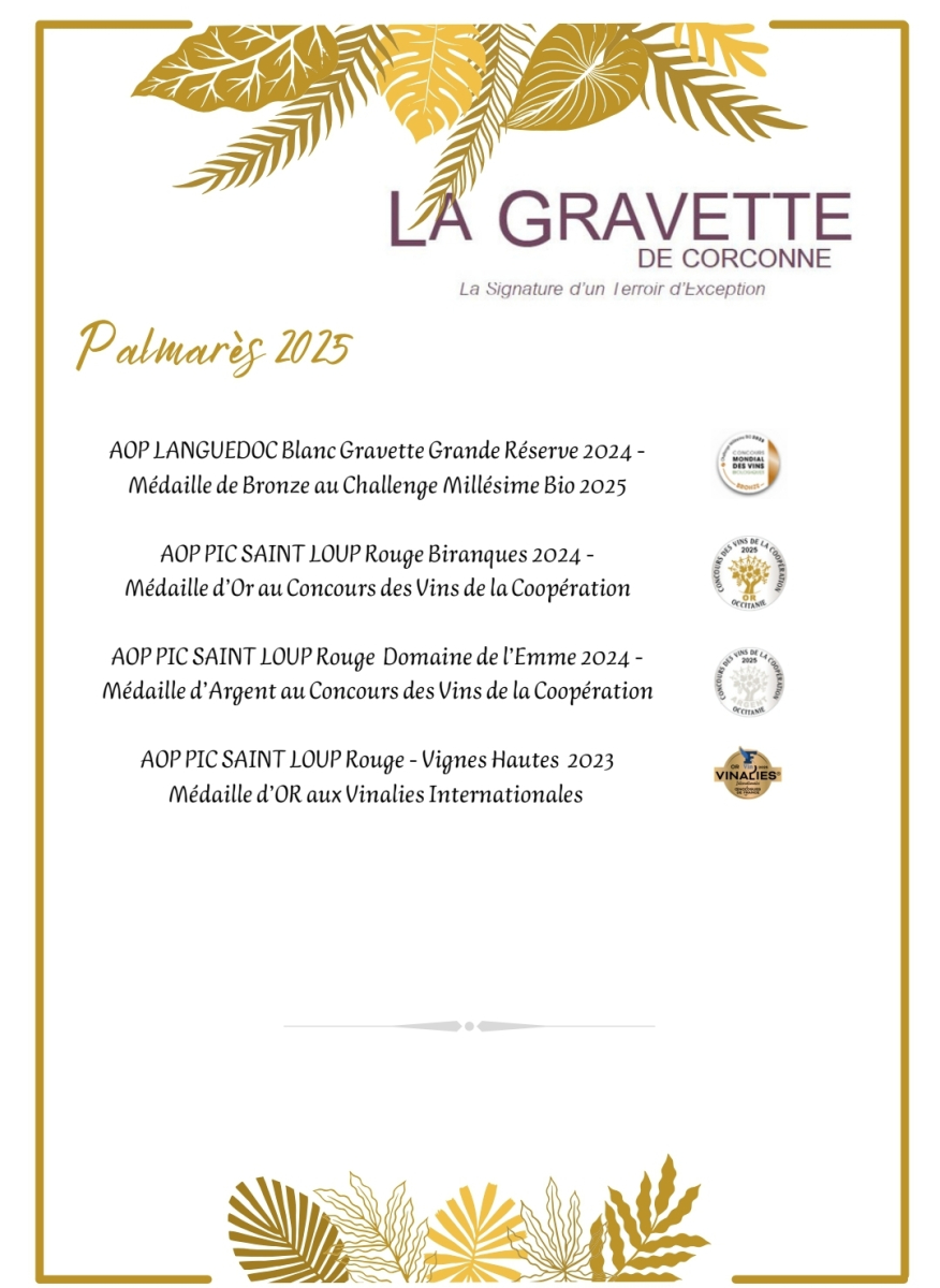 Affiche du Palmarès 2025 des Vignerons de la Gravette
