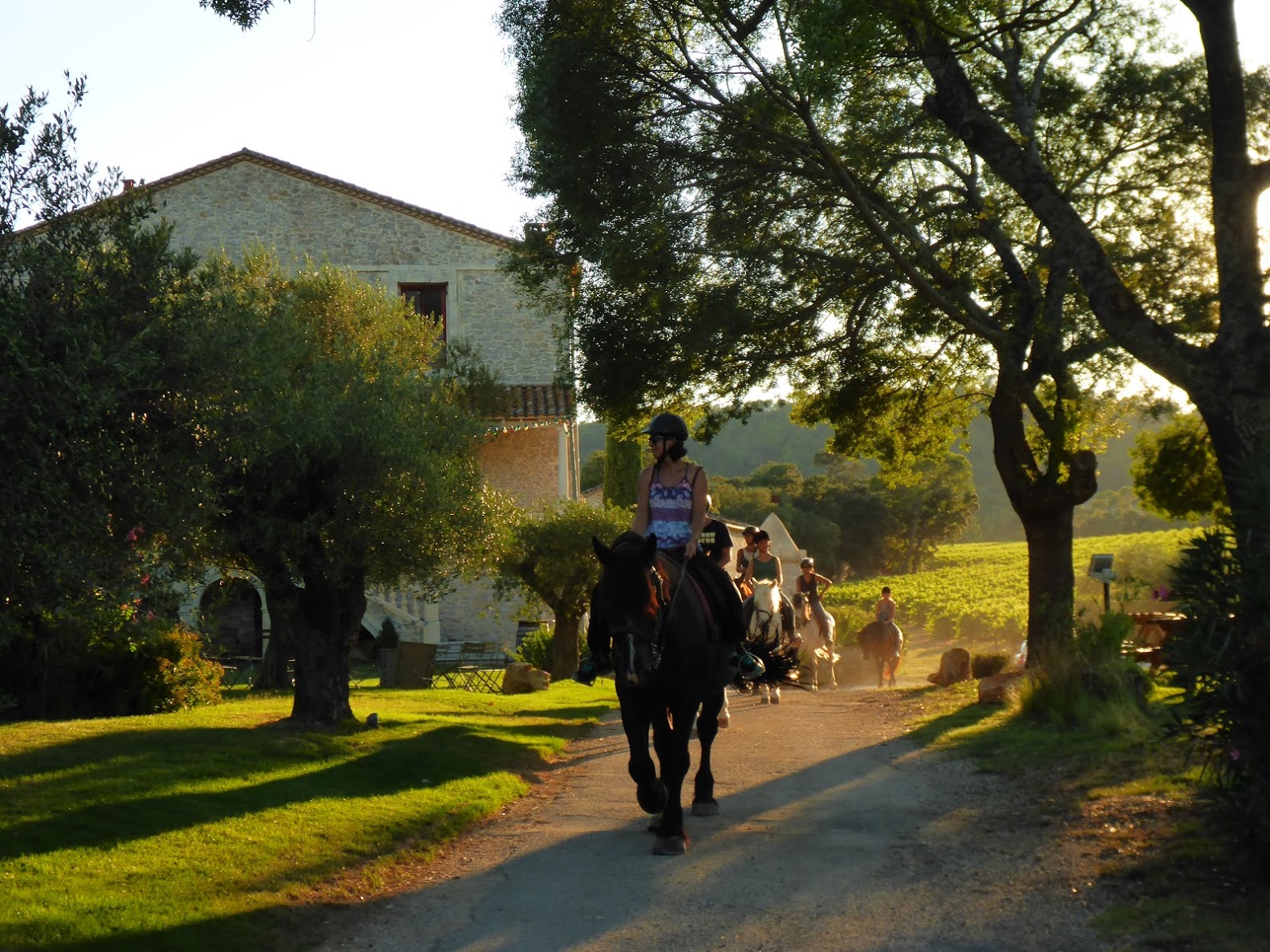 Départ d'une balade à cheval au Château La Roque